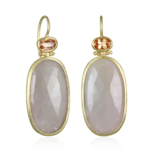 18 Karat Gold Sapphire Imperial Topaz Slice Earring