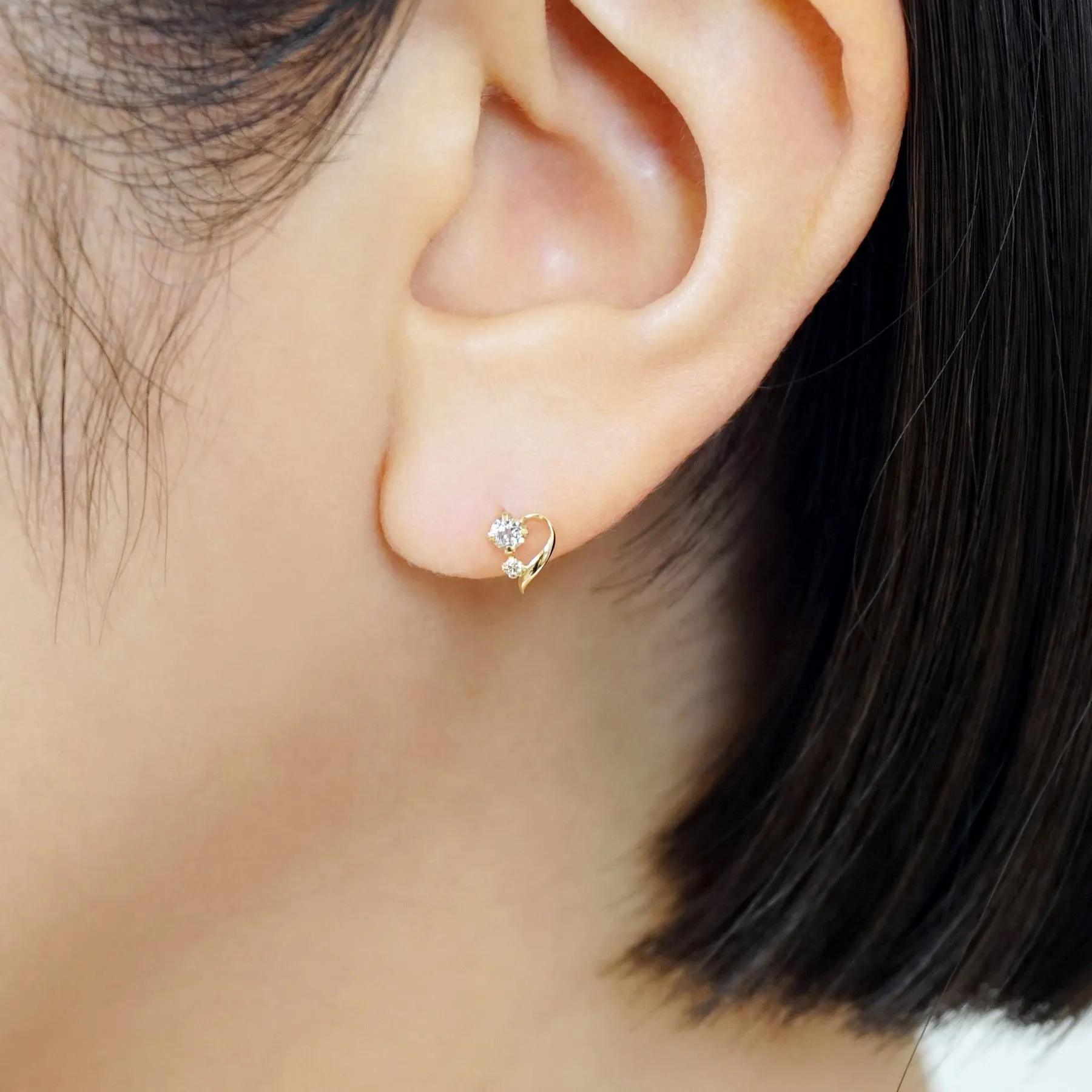 18K/10K Diamond Twisted Line Earrings (Yellow Gold)