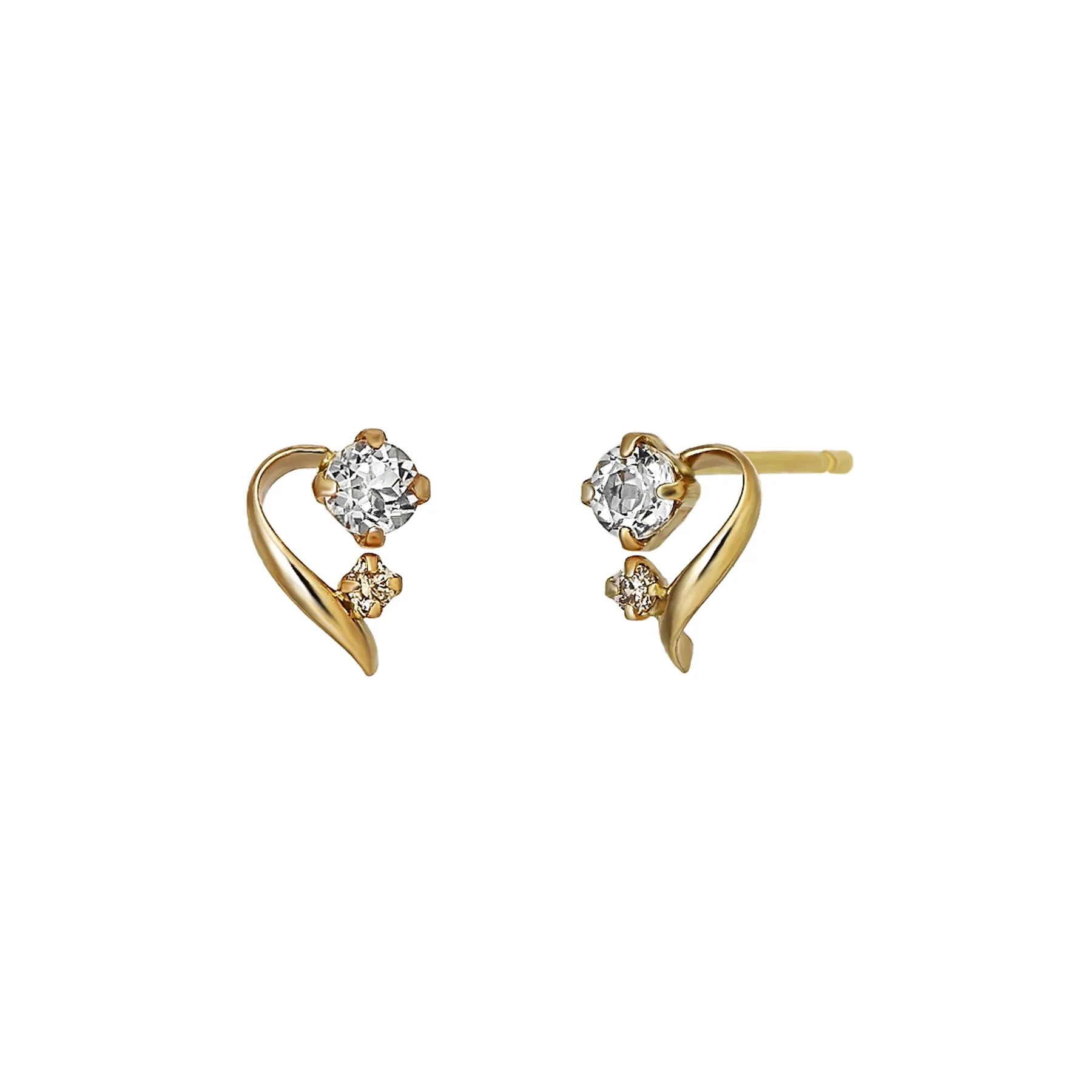 18K/10K Diamond Twisted Line Earrings (Yellow Gold)