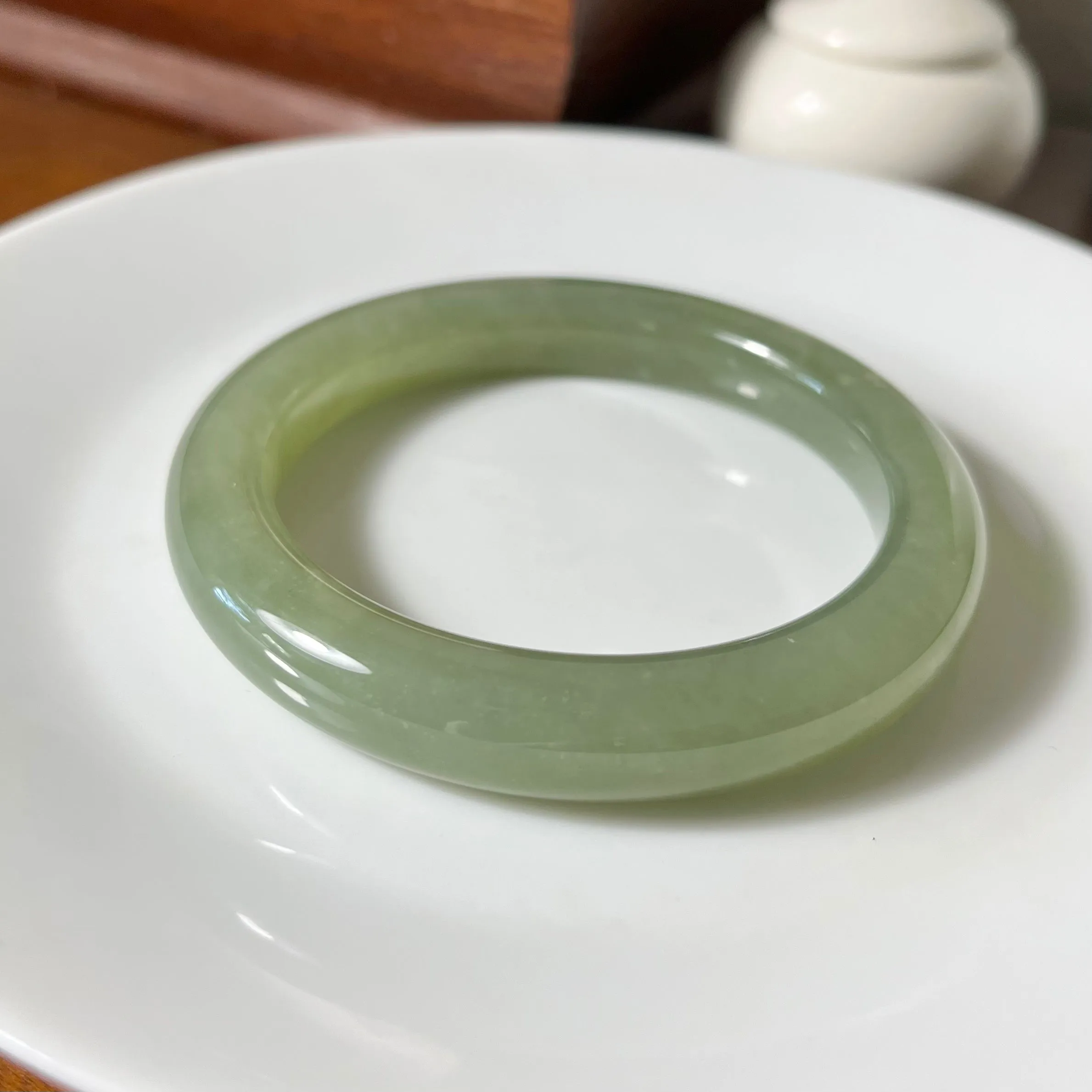 Certified Genuine water Green Hetian Jade nephrite jade Bracelet bangle - 55mm inner diameter
