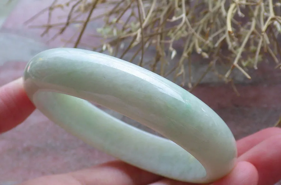 Certified Hand Carved Green Burma 100% Natural Myanmar Burma Grade A JADE Jadeite Round Circle Bangle Bracelet 58mm