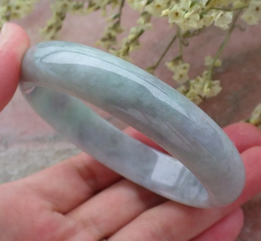 Certified Hand Carved Green Lavender Natural Myanmar Burma Grade A JADE Jadeite Circle Bangle Bracelet 57mm