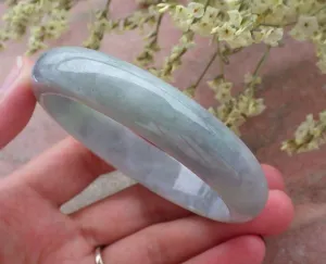 Certified Hand Carved Green Lavender Natural Myanmar Burma Grade A JADE Jadeite Circle Bangle Bracelet 57mm