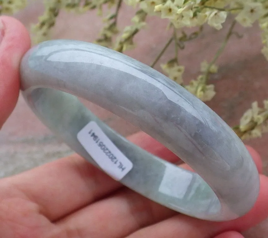 Certified Hand Carved Green Lavender Natural Myanmar Burma Grade A JADE Jadeite Circle Bangle Bracelet 57mm