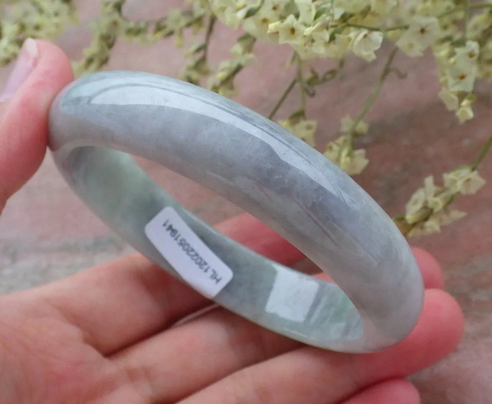 Certified Hand Carved Green Lavender Natural Myanmar Burma Grade A JADE Jadeite Circle Bangle Bracelet 57mm