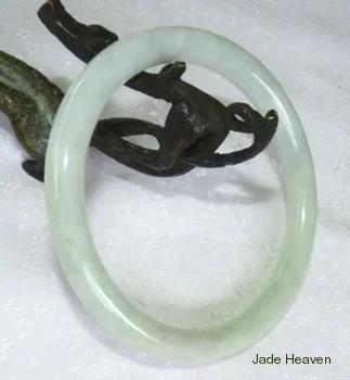 Classic Round Vintage Large Jadeite Jade  Grade A Bangle Bracelet 71mm (JHBB267)