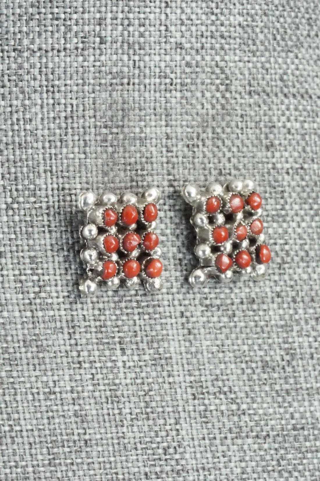 Coral & Sterling Silver Earrings - Calvert Lamy