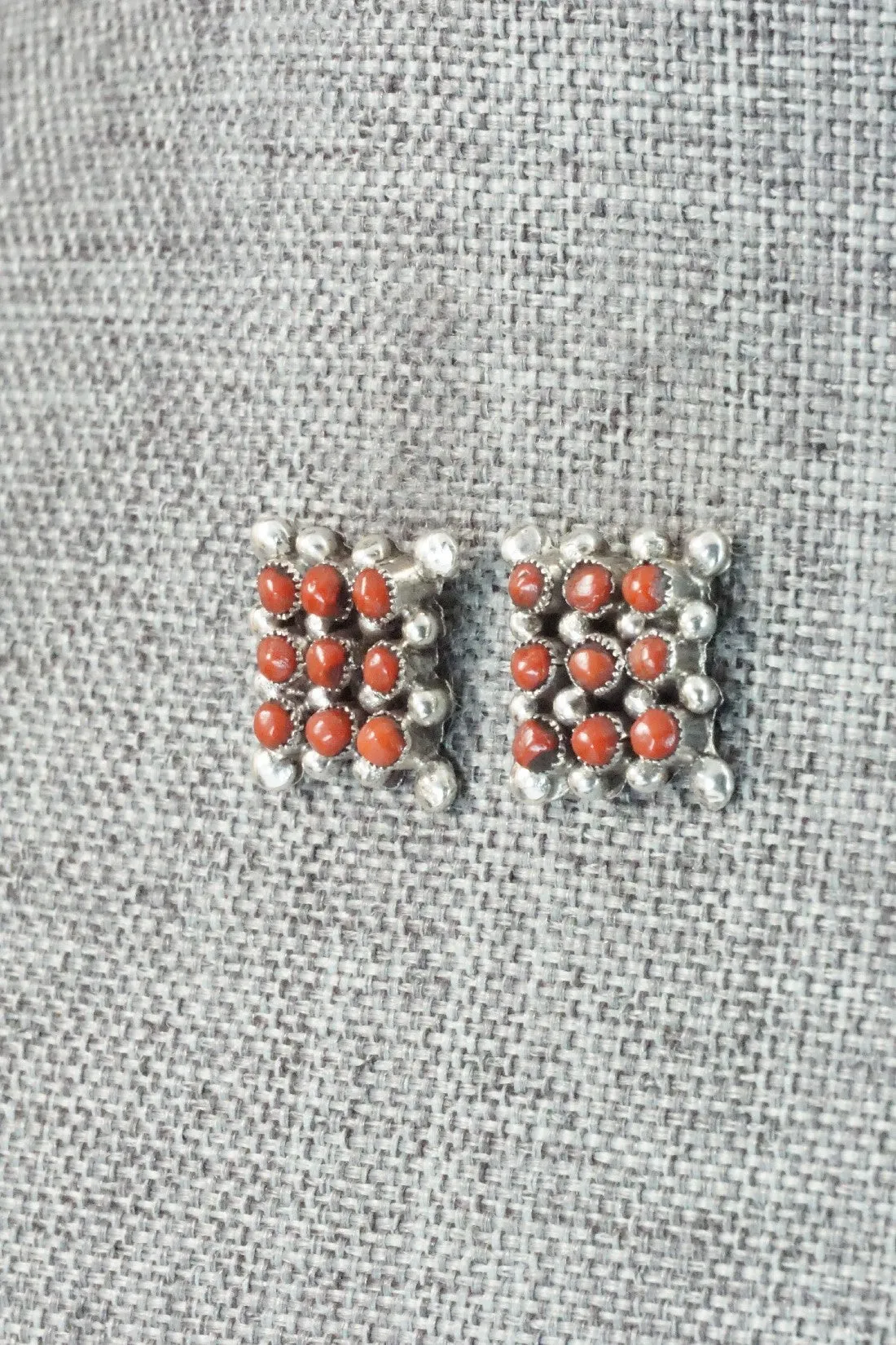 Coral & Sterling Silver Earrings - Calvert Lamy