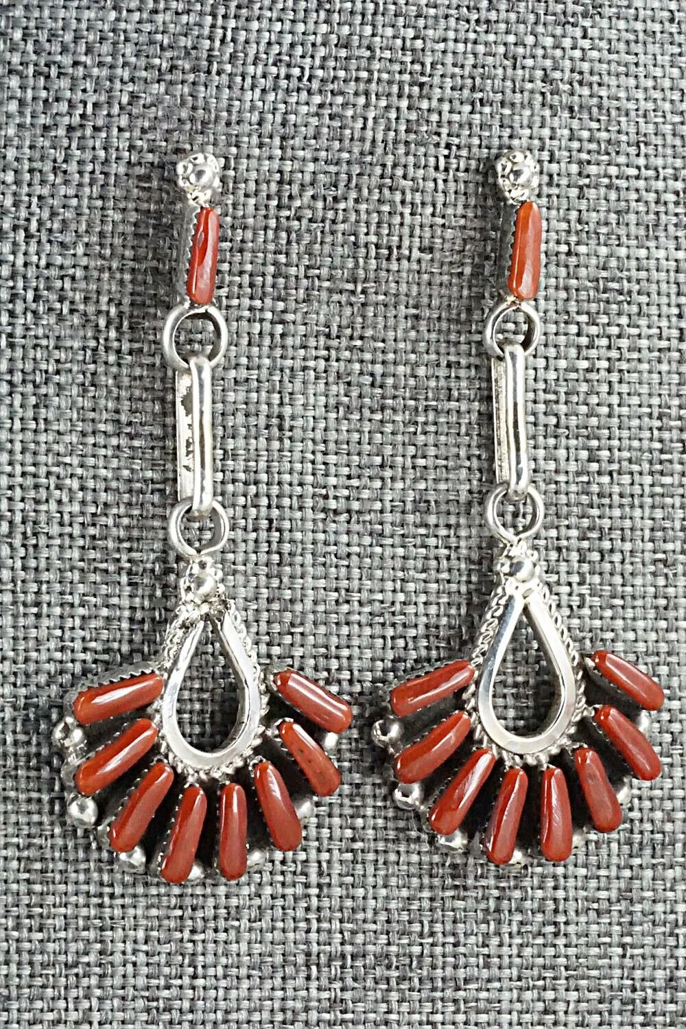 Coral & Sterling Silver Earrings - Carlene Hattie