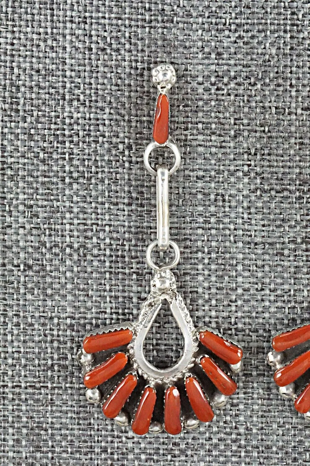 Coral & Sterling Silver Earrings - Carlene Hattie