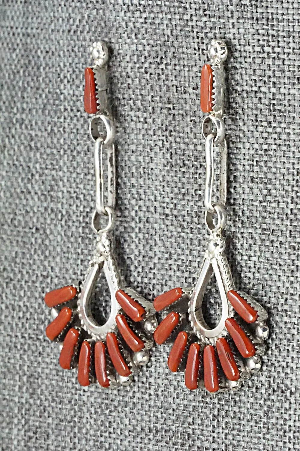 Coral & Sterling Silver Earrings - Carlene Hattie