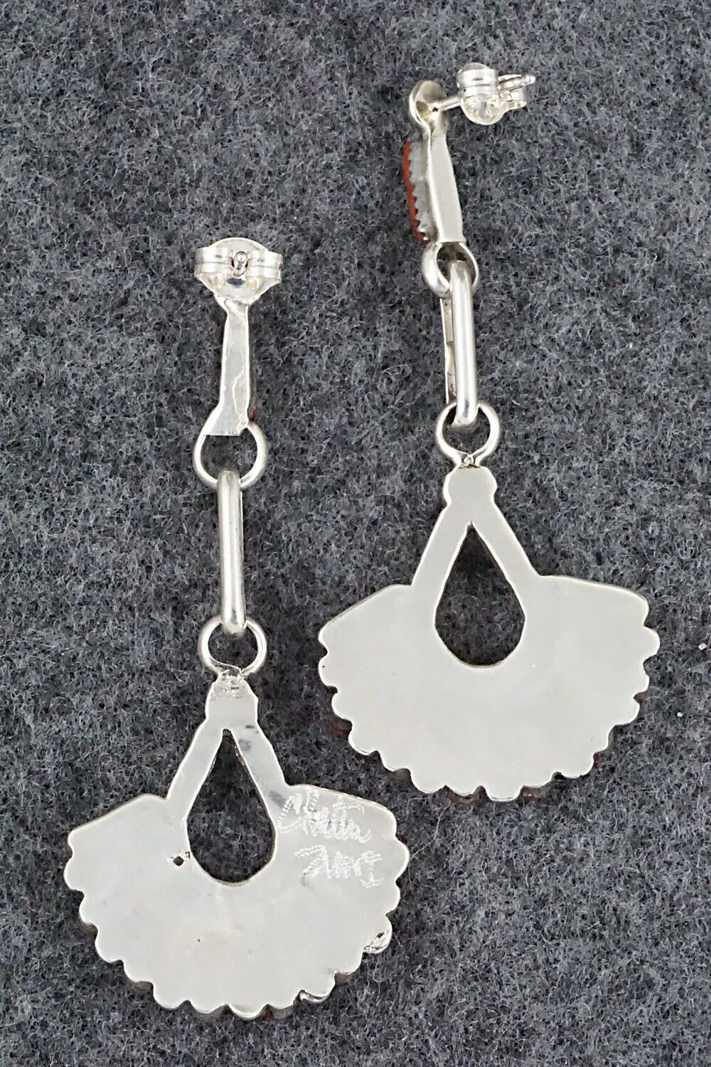 Coral & Sterling Silver Earrings - Carlene Hattie