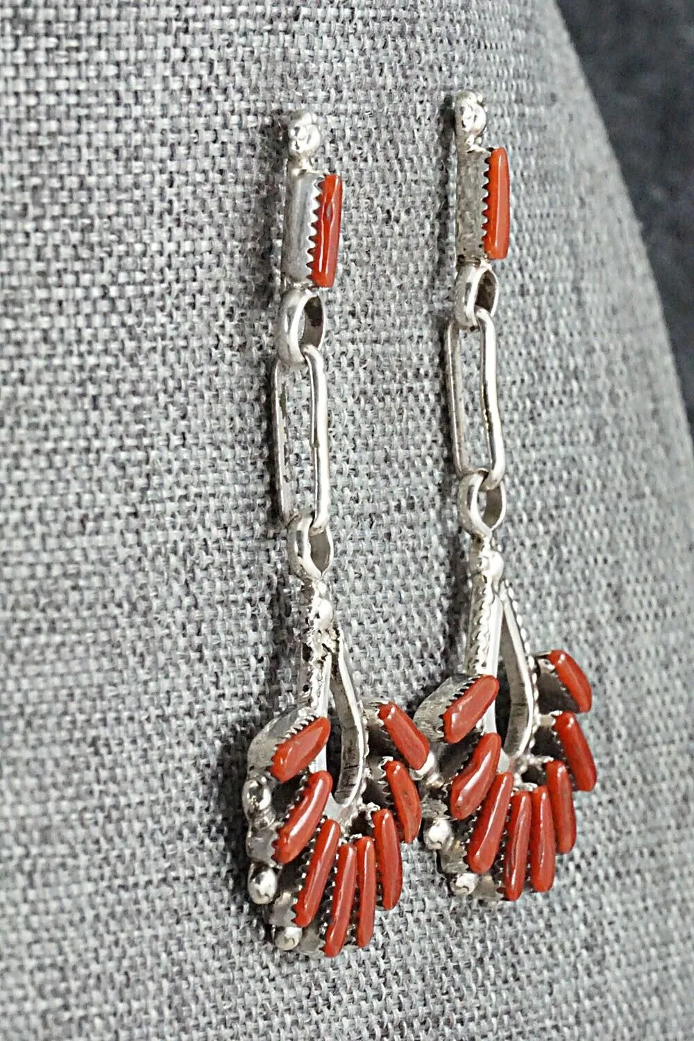 Coral & Sterling Silver Earrings - Carlene Hattie