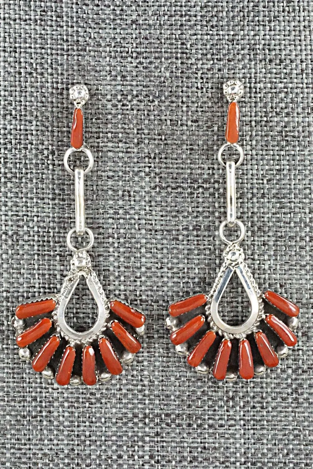 Coral & Sterling Silver Earrings - Carlene Hattie