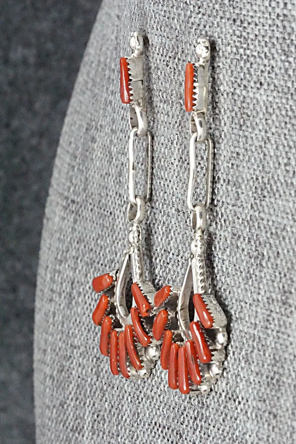 Coral & Sterling Silver Earrings - Carlene Hattie
