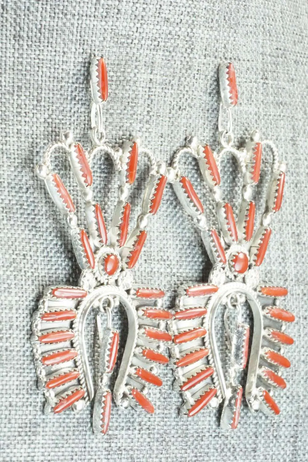 Coral & Sterling Silver Earrings - Claudine Penketewa