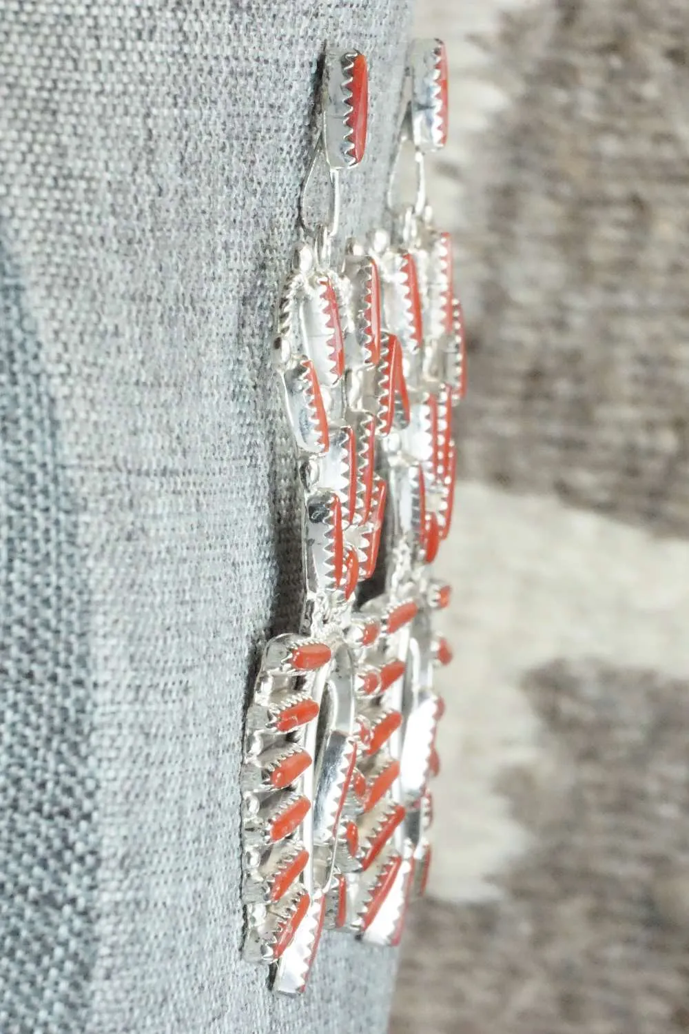 Coral & Sterling Silver Earrings - Claudine Penketewa