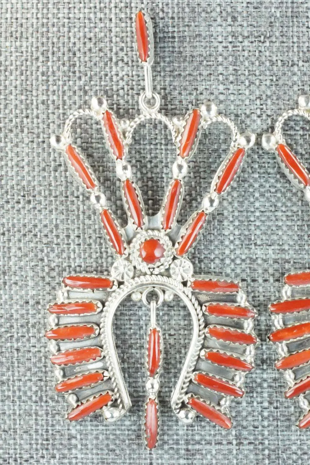 Coral & Sterling Silver Earrings - Claudine Penketewa