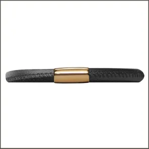 Endless Single Black Leather Bracelet with Rose Gold Plated Clasp