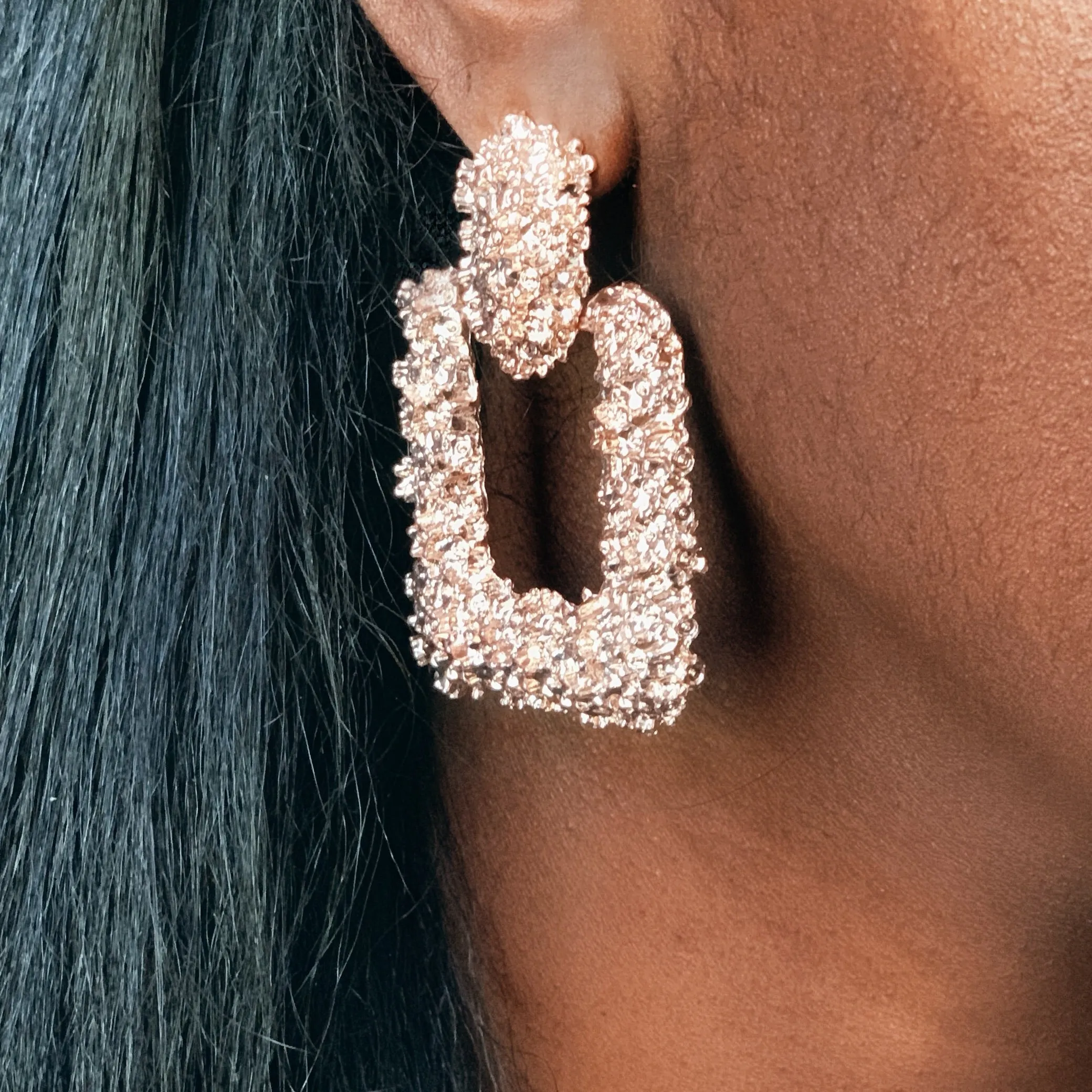 Evie Square Drop Textured Earrings