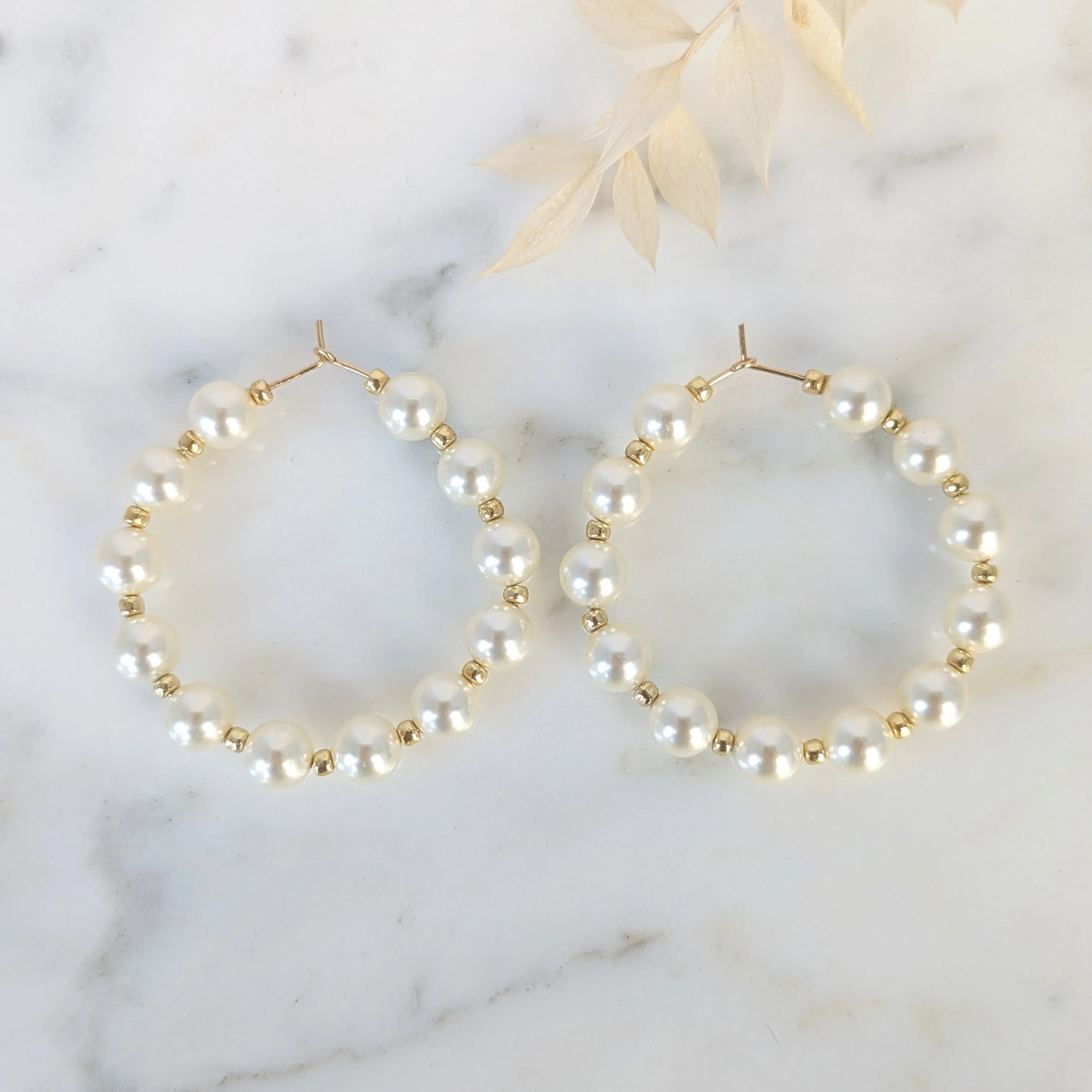 GRACE Pearl Hoop Earrings