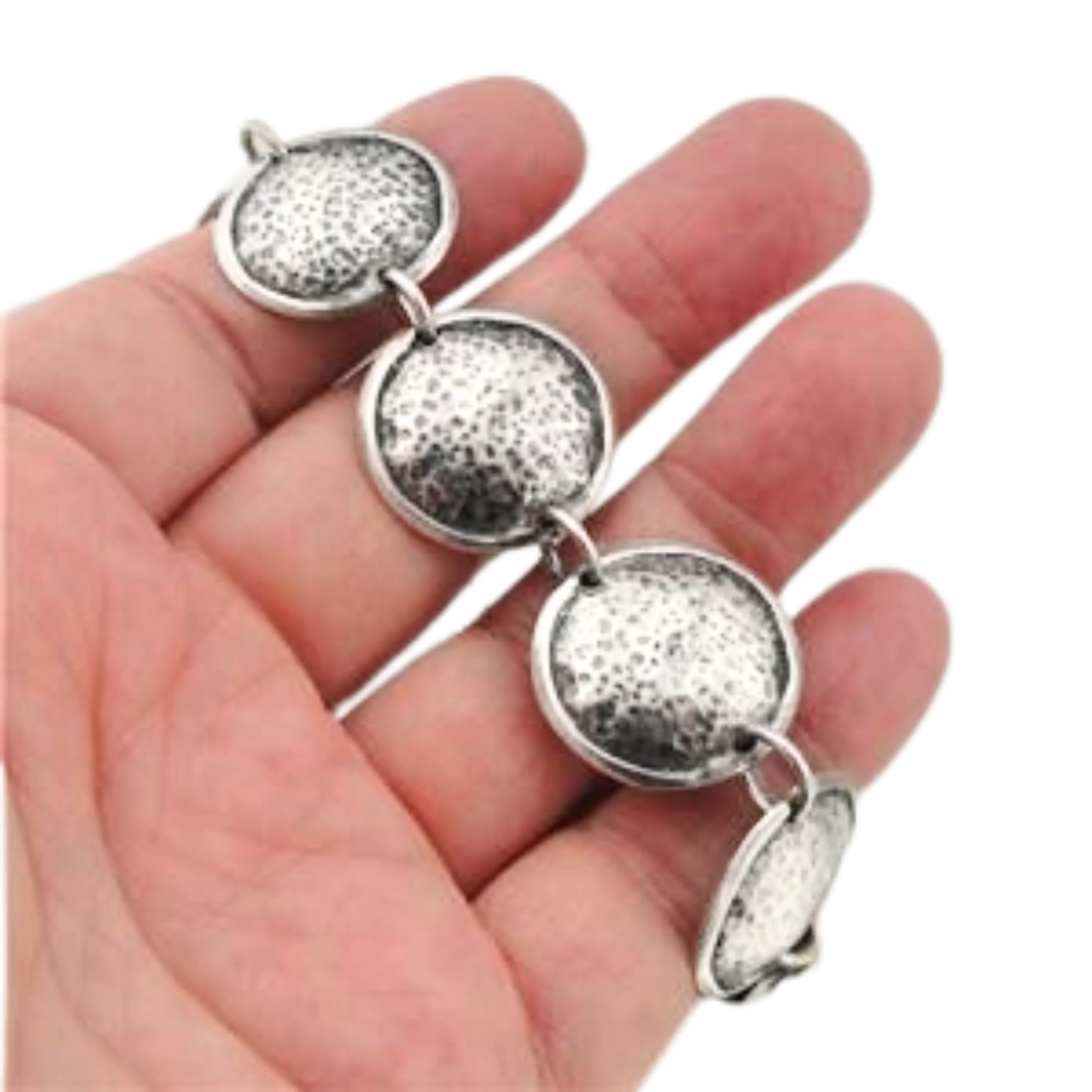 Hadar Designers Handmade Art Hammered 925 Sterling Silver Bracelet (H)