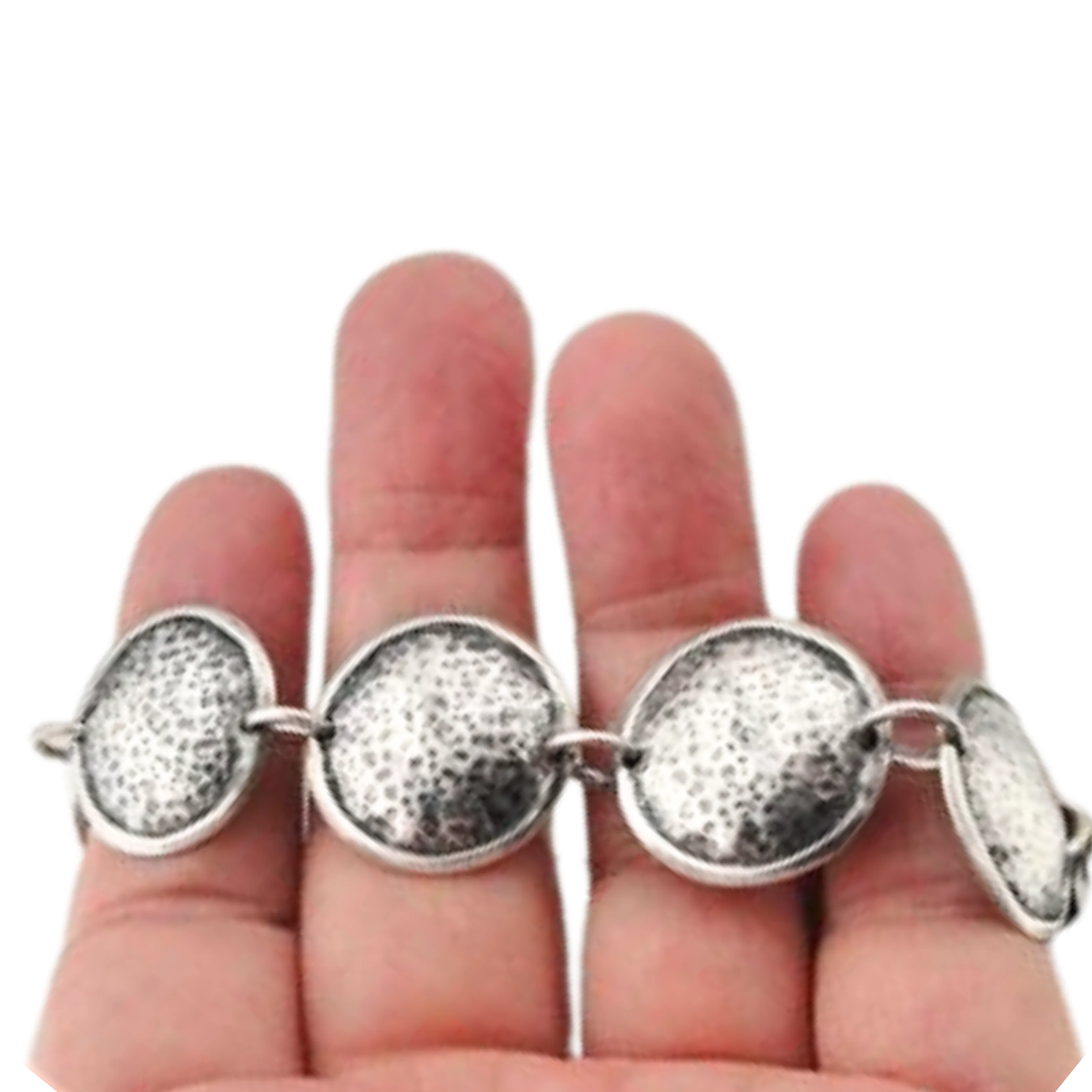 Hadar Designers Handmade Art Hammered 925 Sterling Silver Bracelet (H)