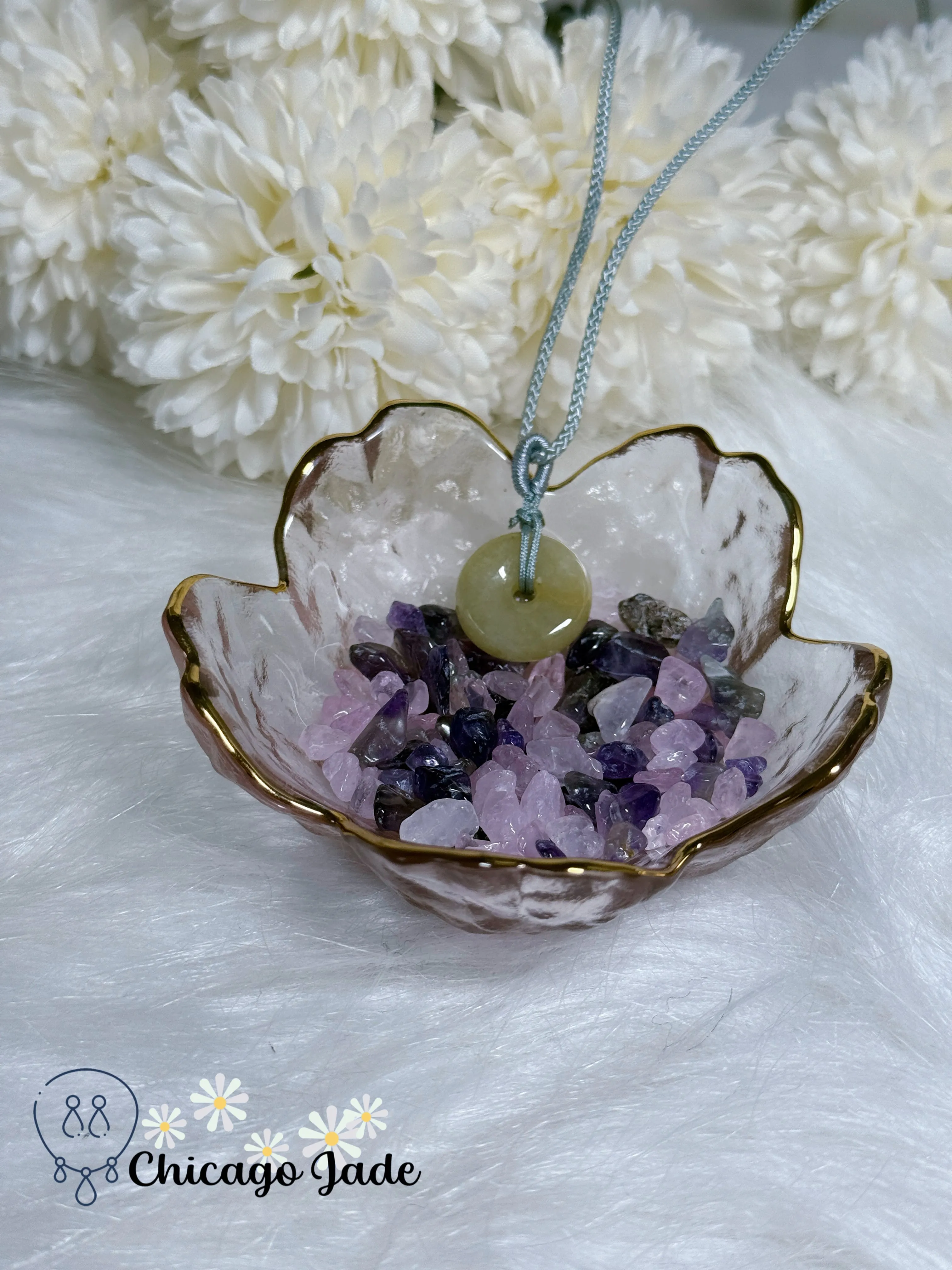 Icy Yellow Blue Thread Natural Handmade Grade A Type A Untreated Burma Jadeite Jade Feicui Pendant Brings Luck and Safety
