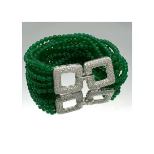 Jade Multi-Strand Bracelet with Art Deco Style Clasp