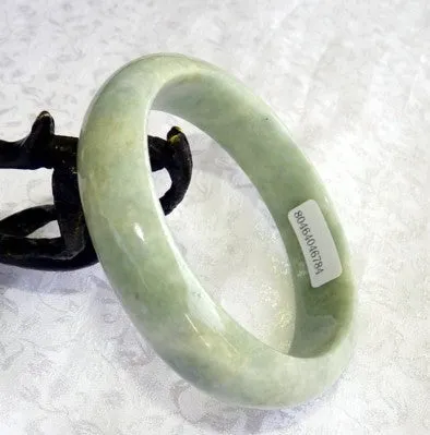 "Soothe Your Soul" Soft Green Grade A Burmese Jadeite Bangle Bracelet 59mm with Certificate (784)