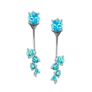Silver Diamond And Blue Topaz Earrings
