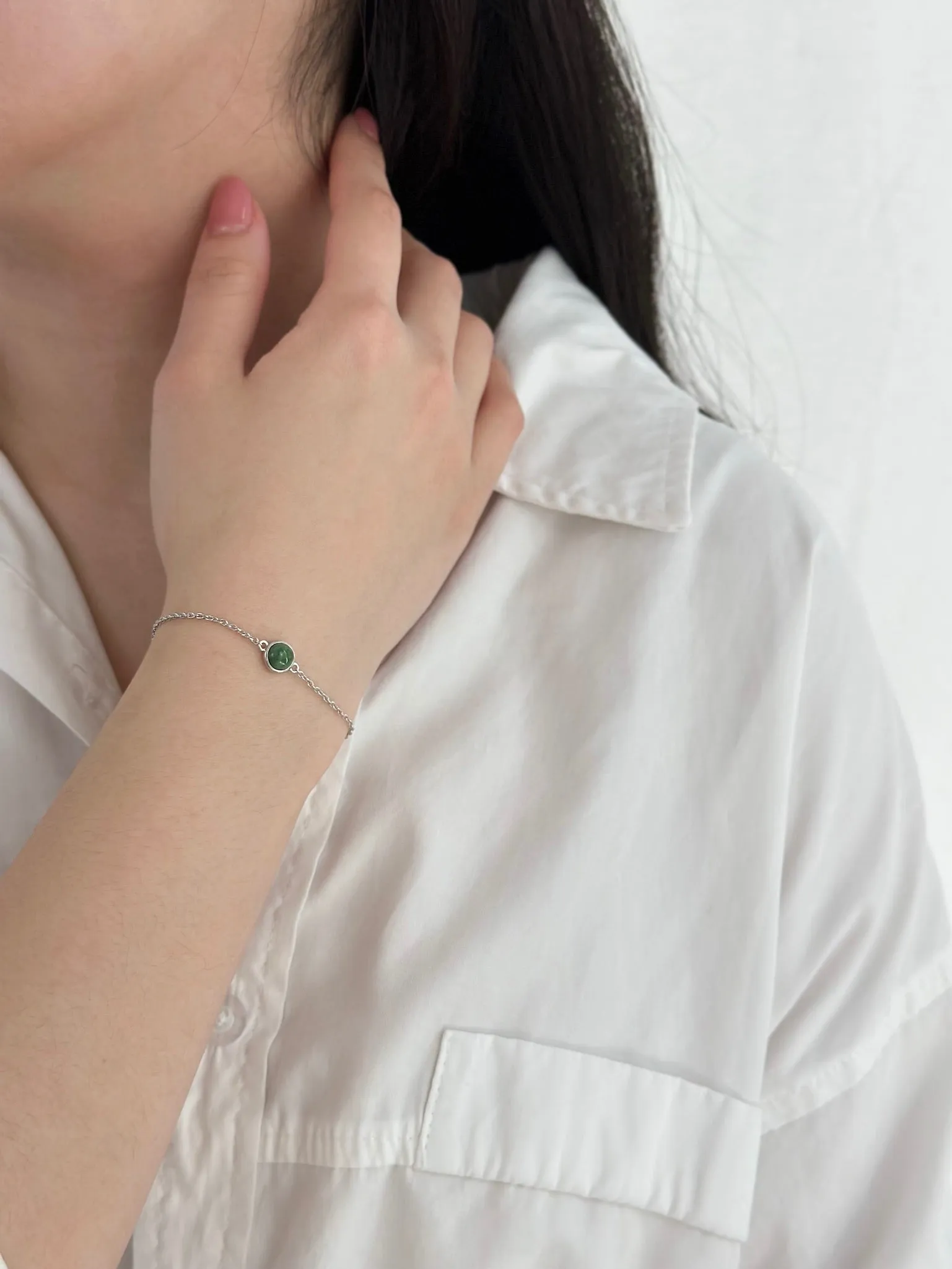 Silver Jade Bracelet - Terra