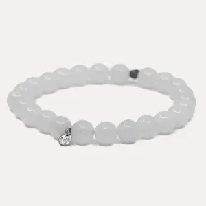 Single Chunky Bead Bracelet with Pyrite - White Jade