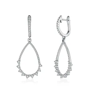Sterling Silver Fancy Teardrop Micropave and CZ Earrings