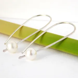 Sterling Silver Freshwater Pearl Pendulum Earrings