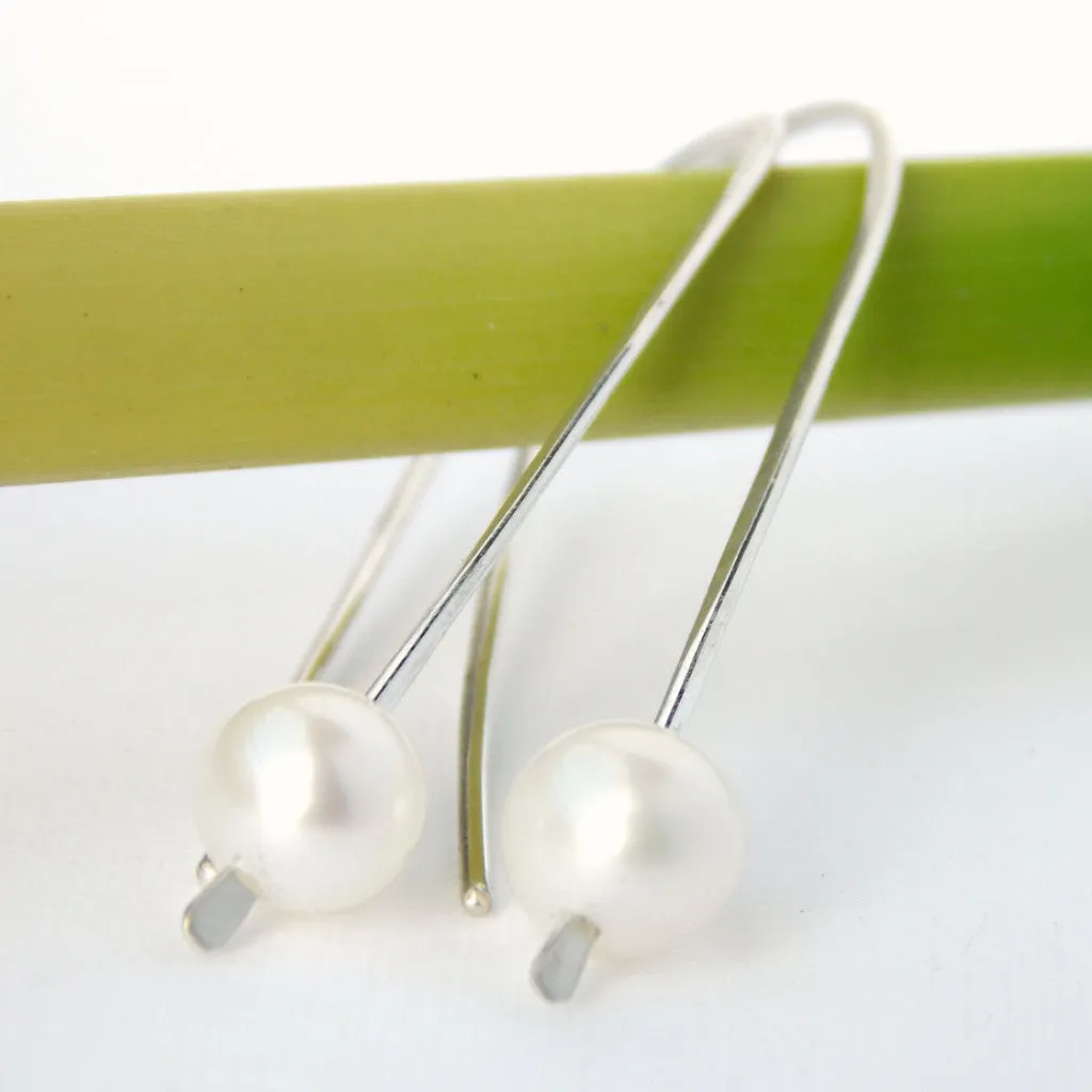 Sterling Silver Freshwater Pearl Pendulum Earrings