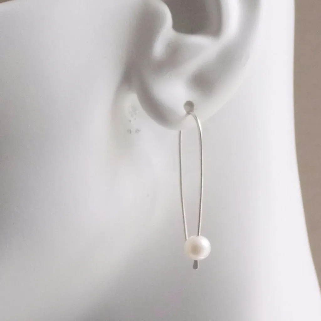 Sterling Silver Freshwater Pearl Pendulum Earrings