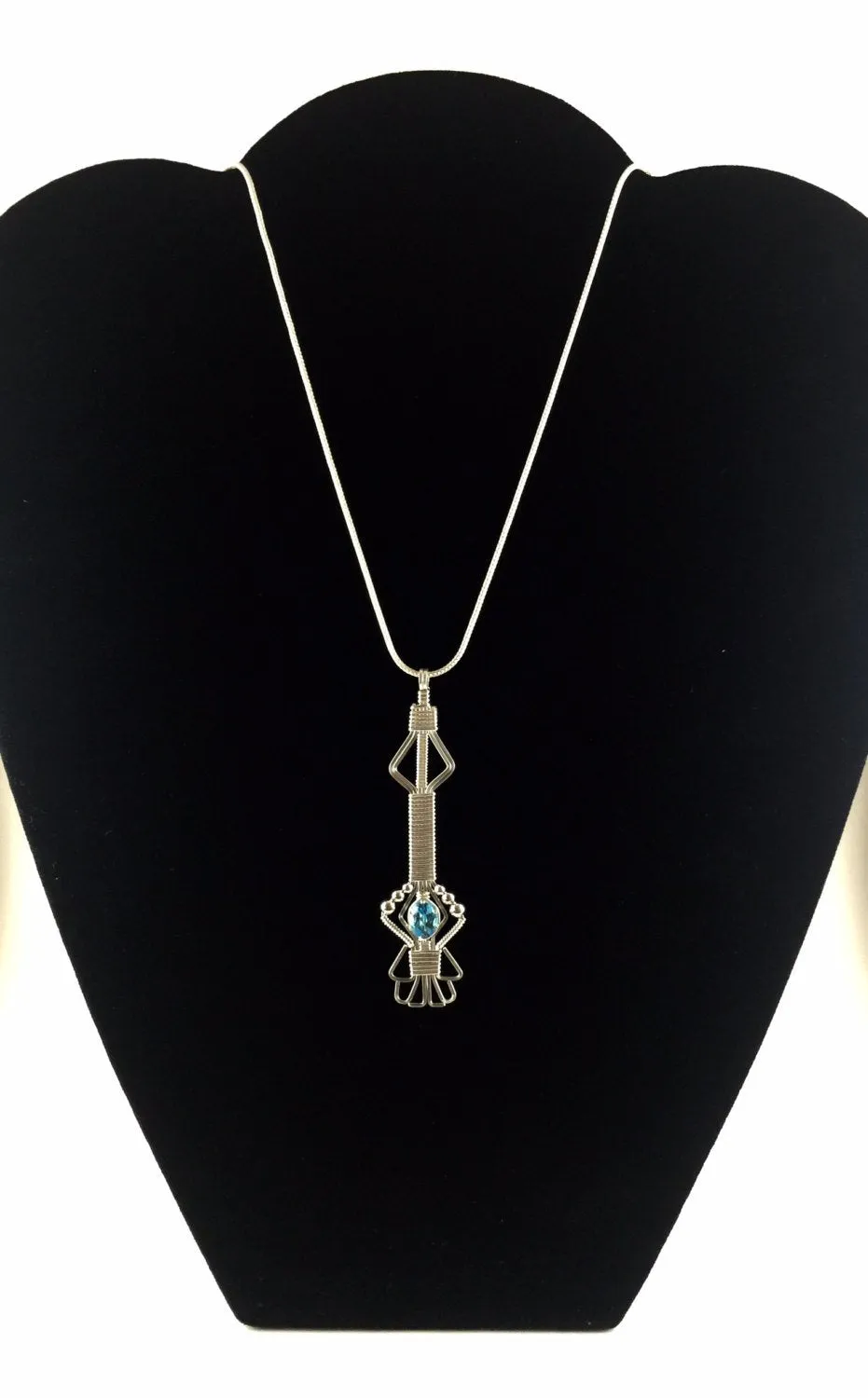 Swiss Blue Topaz Byzantine Pendant