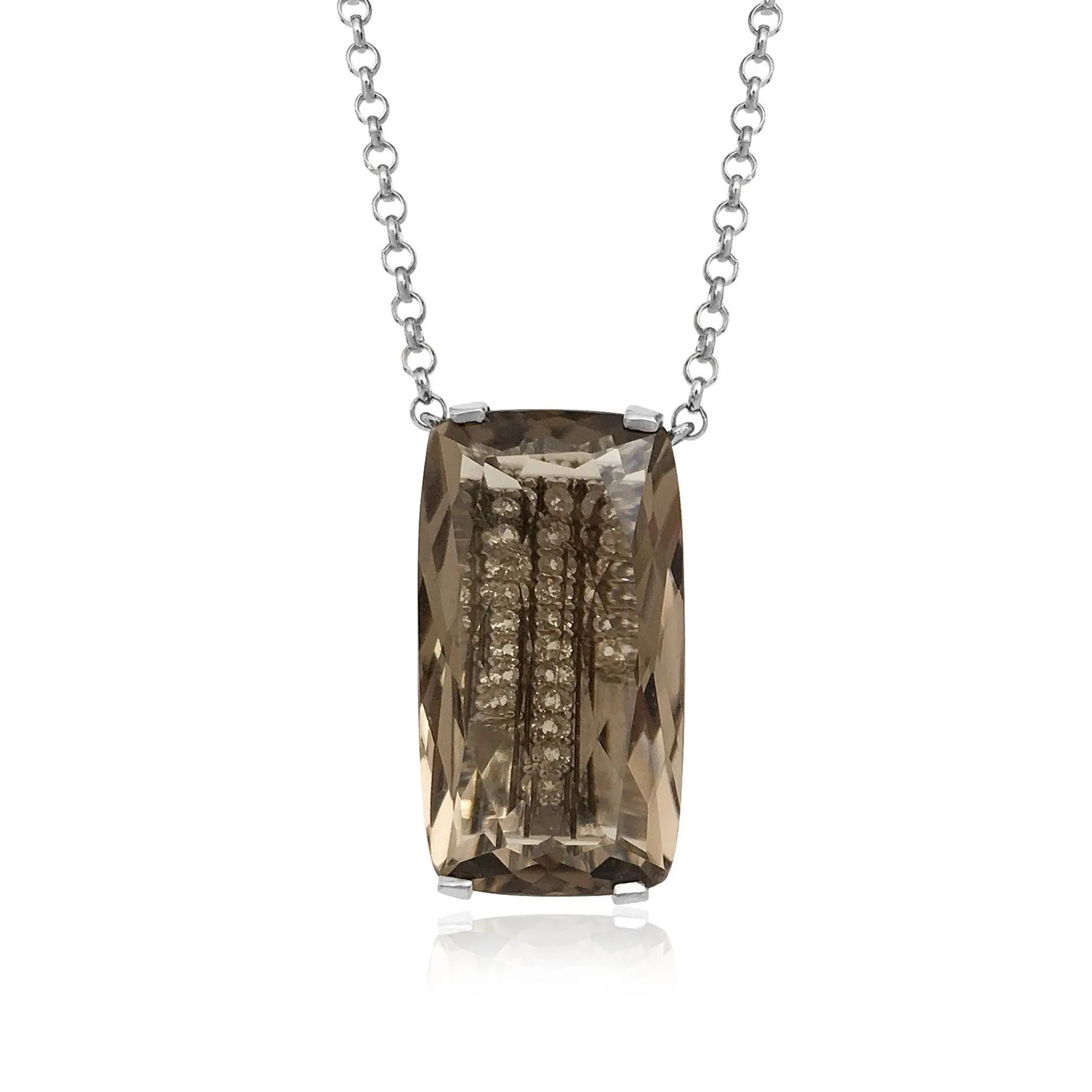 TRANSPARENZA Necklace (0890) - Smoky Quartz / SS