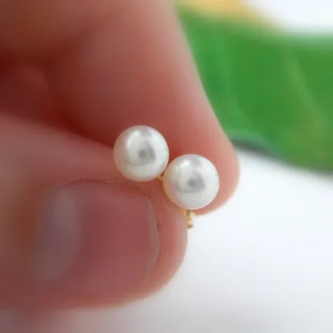 White Freshwater Pearl Stud Earrings, Timeless Gold Pearl Earrings, Real Pearl Sterling Silver Studs