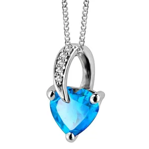 White Gold Diamond And Blue Topaz Pendant