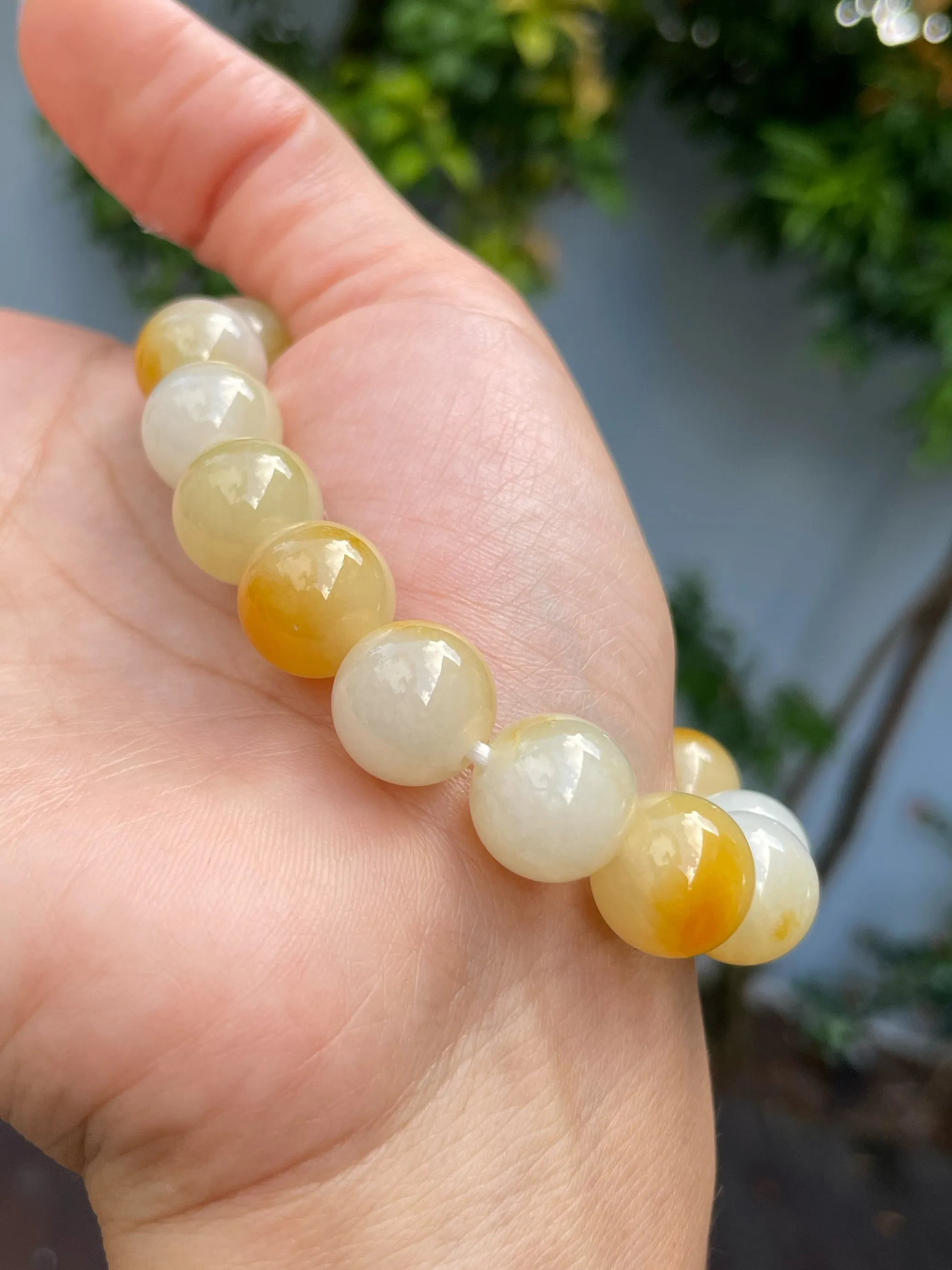 Yellow Jade Bracelet - Round Beads (NJBA143)