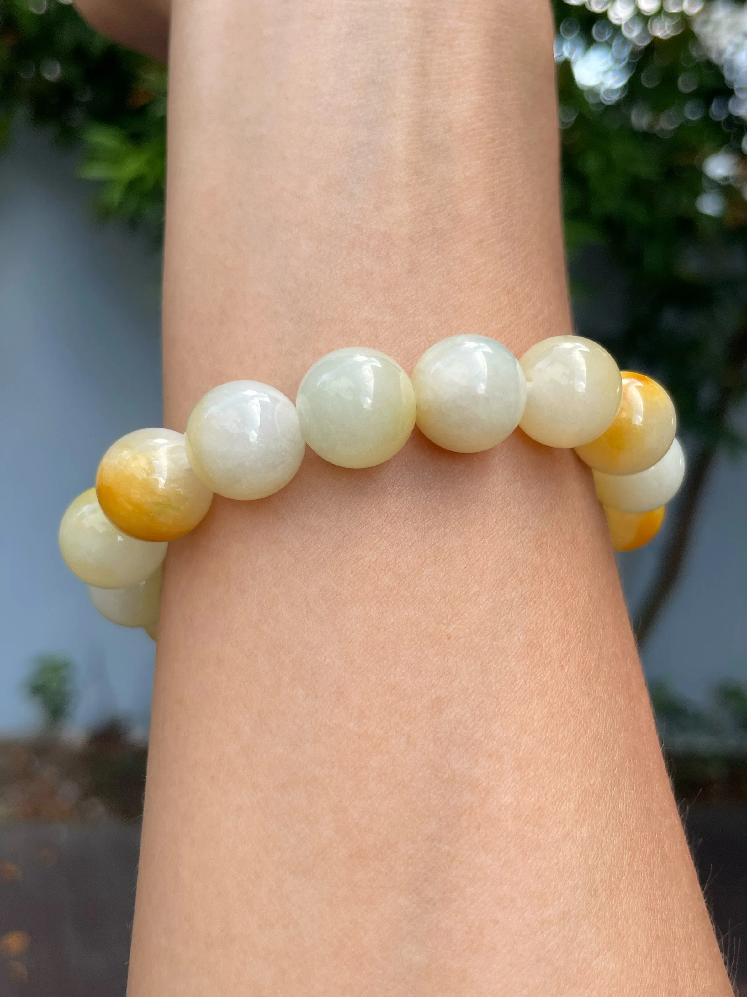 Yellow Jade Bracelet - Round Beads (NJBA143)