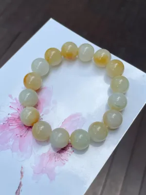 Yellow Jade Bracelet - Round Beads (NJBA143)